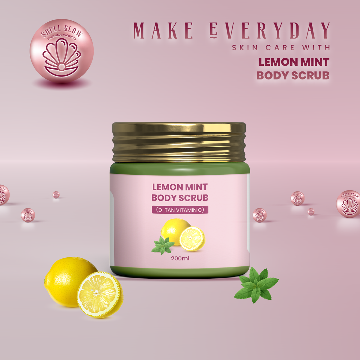 lemon mint body scrub- 200ml - Ayurzon