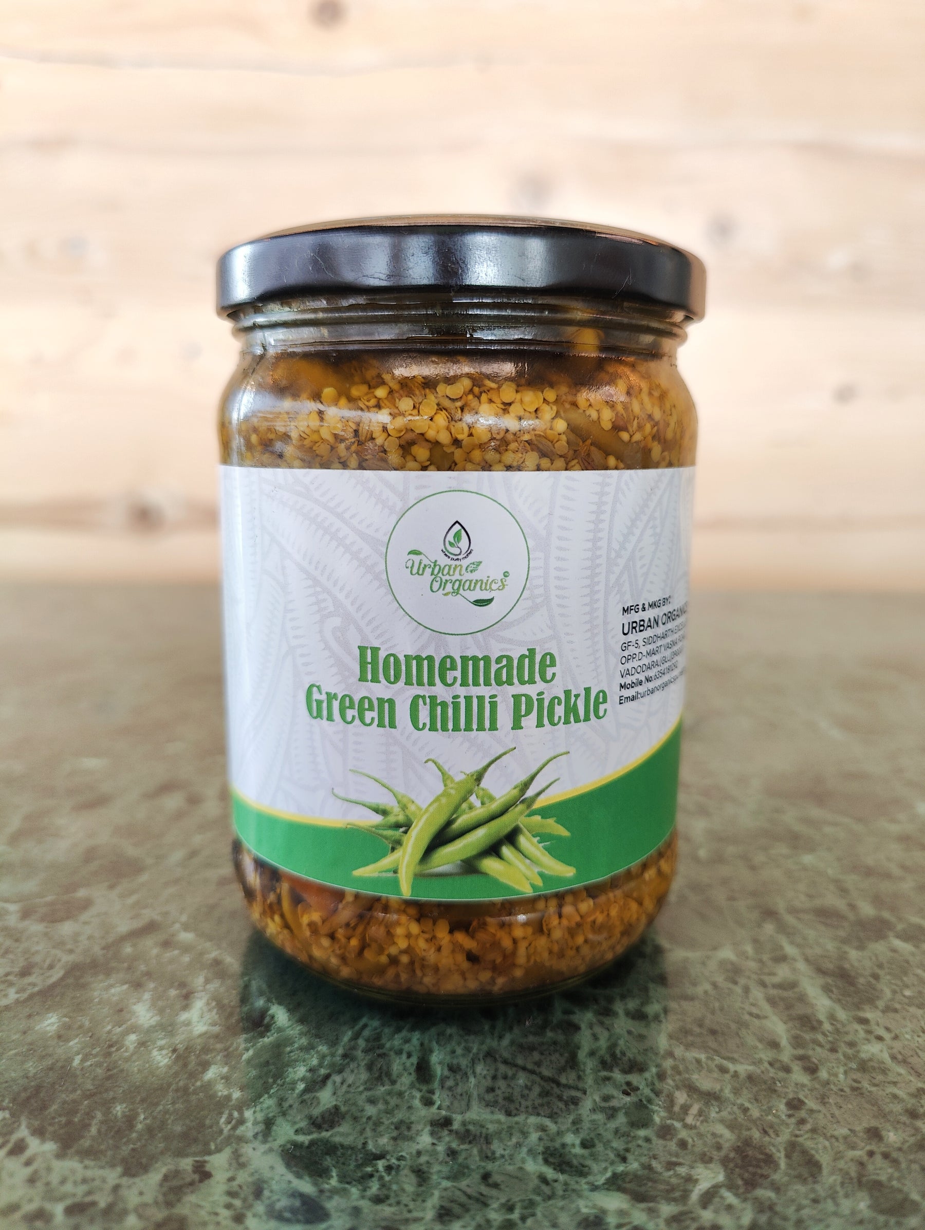 Homemade Green Chilli Pickle (500g) - Ayurzon